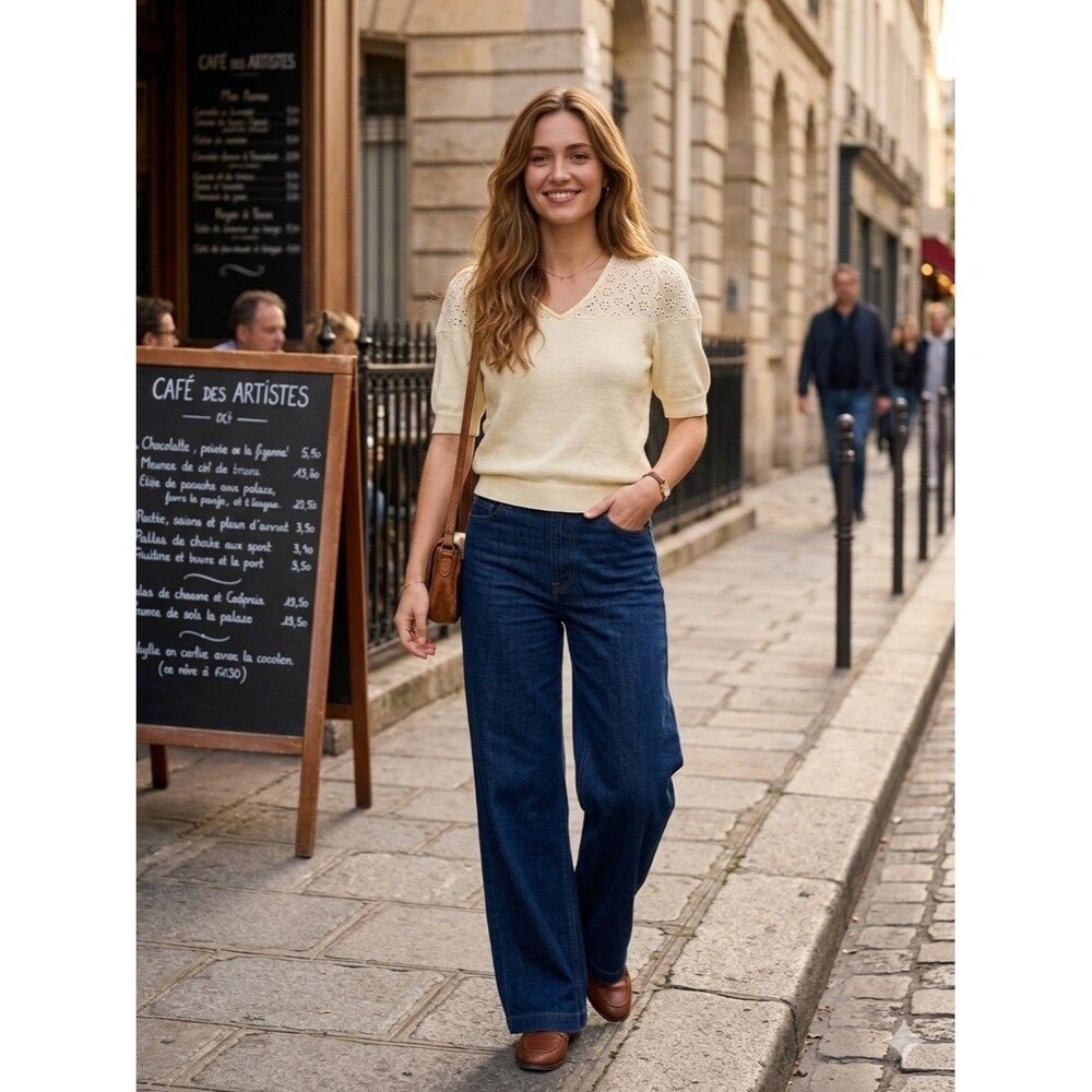 NWT Design History Ivory Boho Chic Eyelet Knit Romantic Pullover Sweater Women S